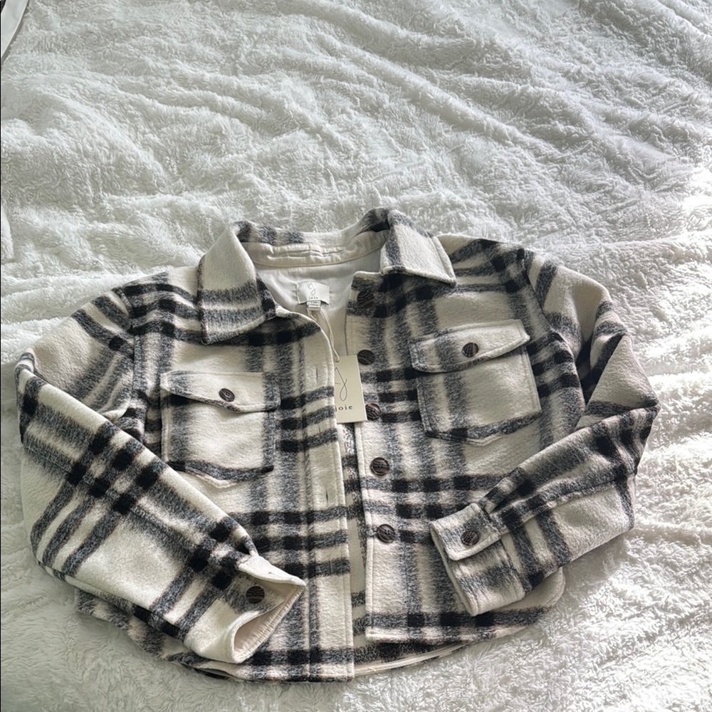 Joie Utility Jacket Black and Cream Classic Design